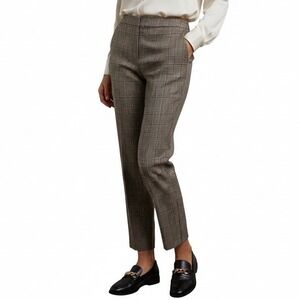 LINDA ALLARD ELLEN TRACY Women's Plaid Trousers Size 12 Brown Beige Classic Fit